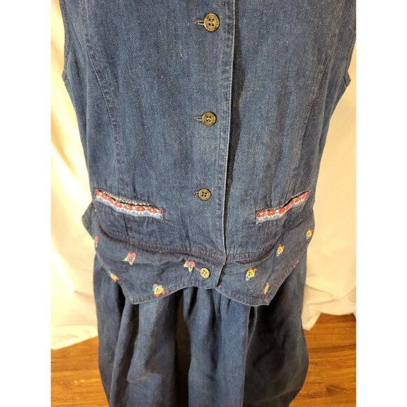 Vintage Susan Bristol Size 12 Denim Embroidered Dress Modest - Picture 8 of 11